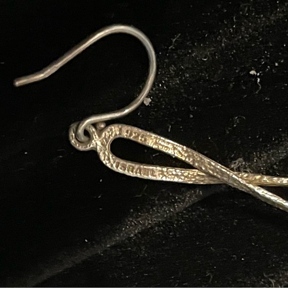 Vintage Silpada Textured Sterling Silver Diver Pearl Twisted Earrings - Picture 3 of 4